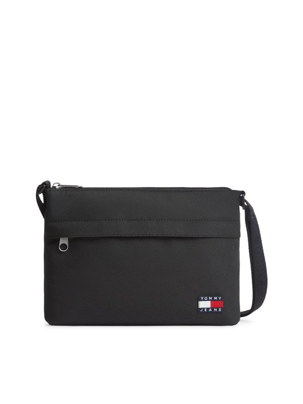 Bandolera con diseño minimalista y logo Tommy Jeans - Negro
