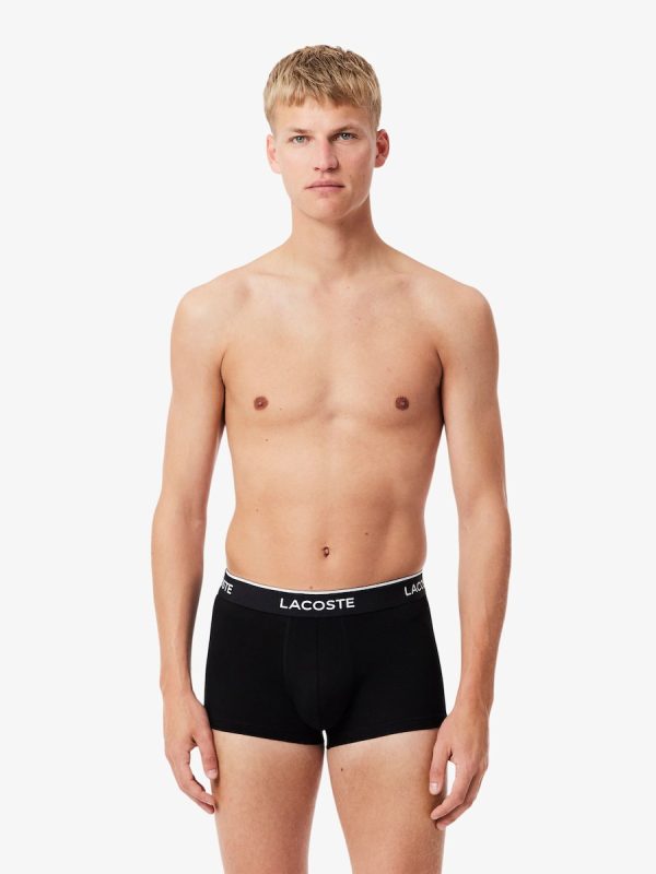 Pack de 3 calzoncillos de algodón elástico con logo en la cintura - Negro mate