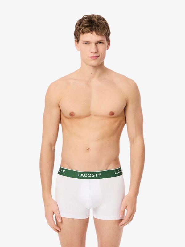 Pack de 3 calzoncillos de algodón elástico con logo en la cintura - Blanco