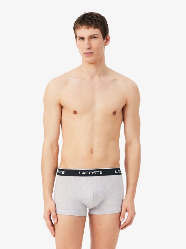 Pack de 3 calzoncillos de algodón elástico con logo en la cintura - Gris