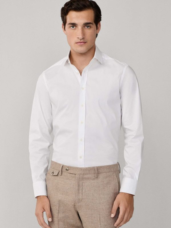 Camisa de hombre formal popelín elástico fit tailored - Blanco