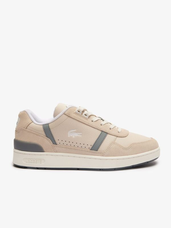 Zapatillas de hombre T-Clip en piel con diseño a tono - Beige