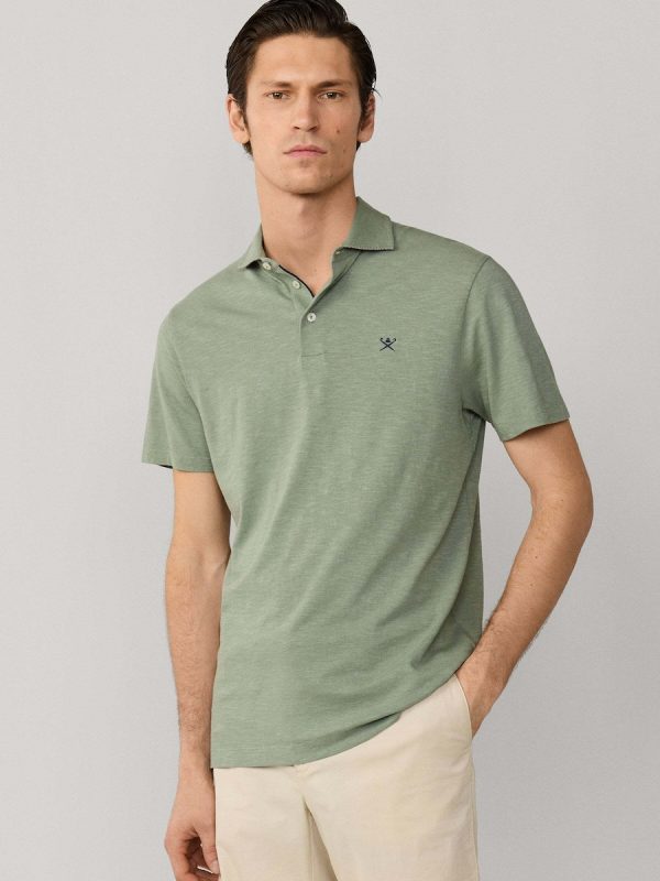 Polo clásico fit manga corta con ribete de lino - Verde
