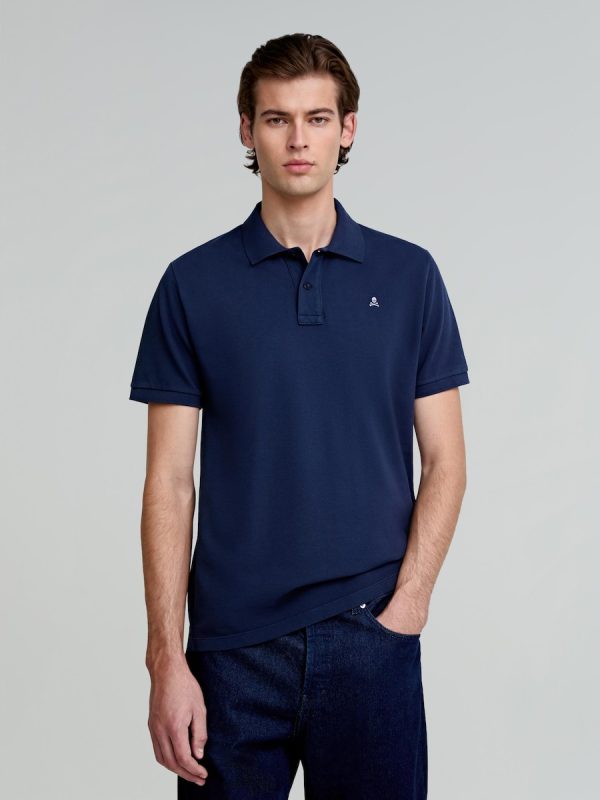 Polo de manga corta de hombre regular fit de algodón - Azul marino