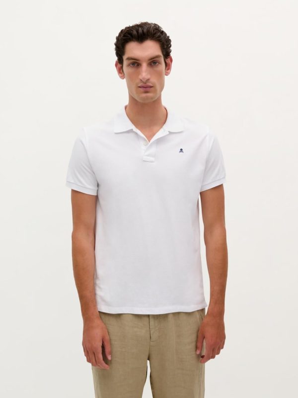 Polo de manga corta de hombre regular fit de algodón - Blanco
