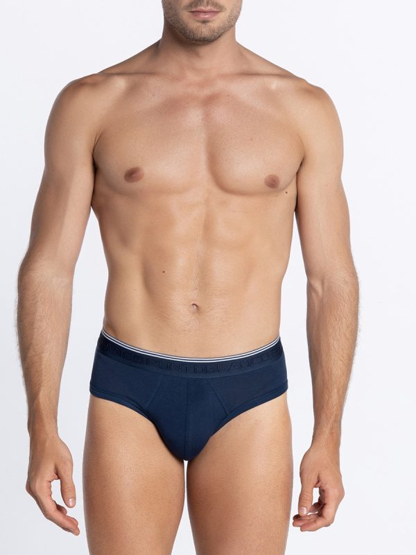 Ropa interior de hombre. Pack de 2 slips de bambú: 95% y elastano: 5%. Costuras interiores planas - Azul