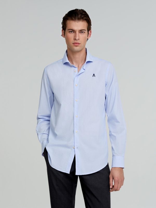 Camisa de cuadros de hombre regular fit con cuello cutaway - Azul claro