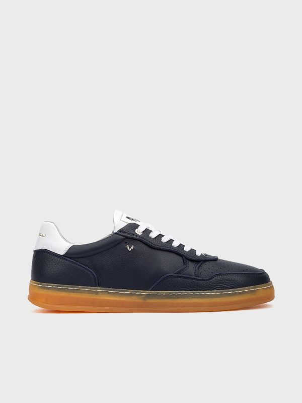 Zapatillas de hombre de piel en color Blanco - Azul