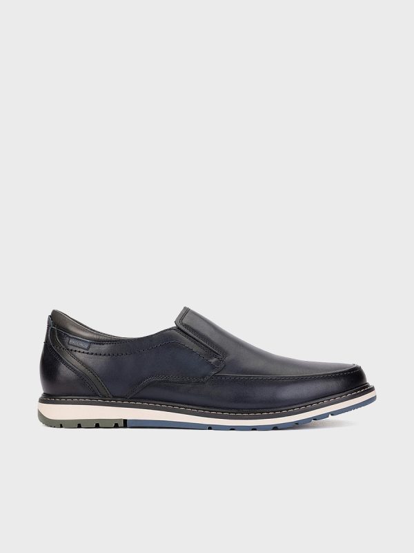 Mocasines de hombre de piel con plantilla extraíble - Azul